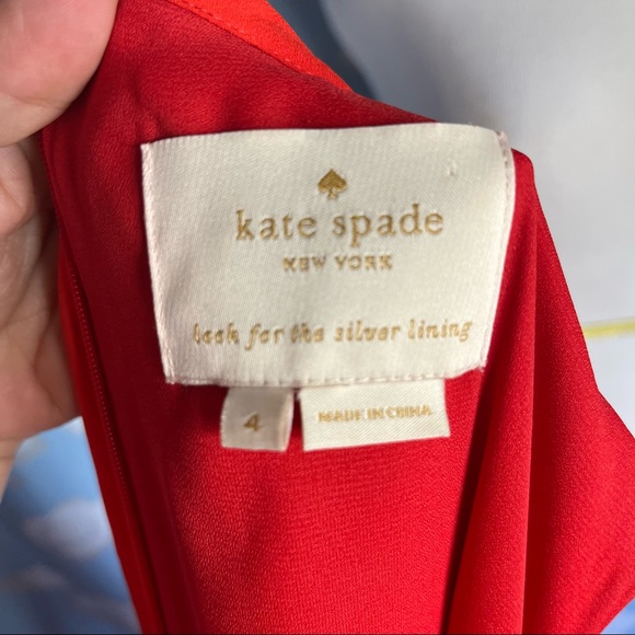 Kate Spade Persimmon Pleated Cape Dress Orange/Red Size 4 - Picture 3 of 11